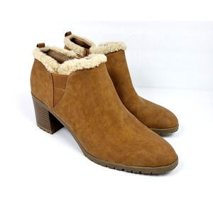 LifeStride Marilyn Womens Size 10 Brown Faux Fur 2.75" Heel Bootie Shoes